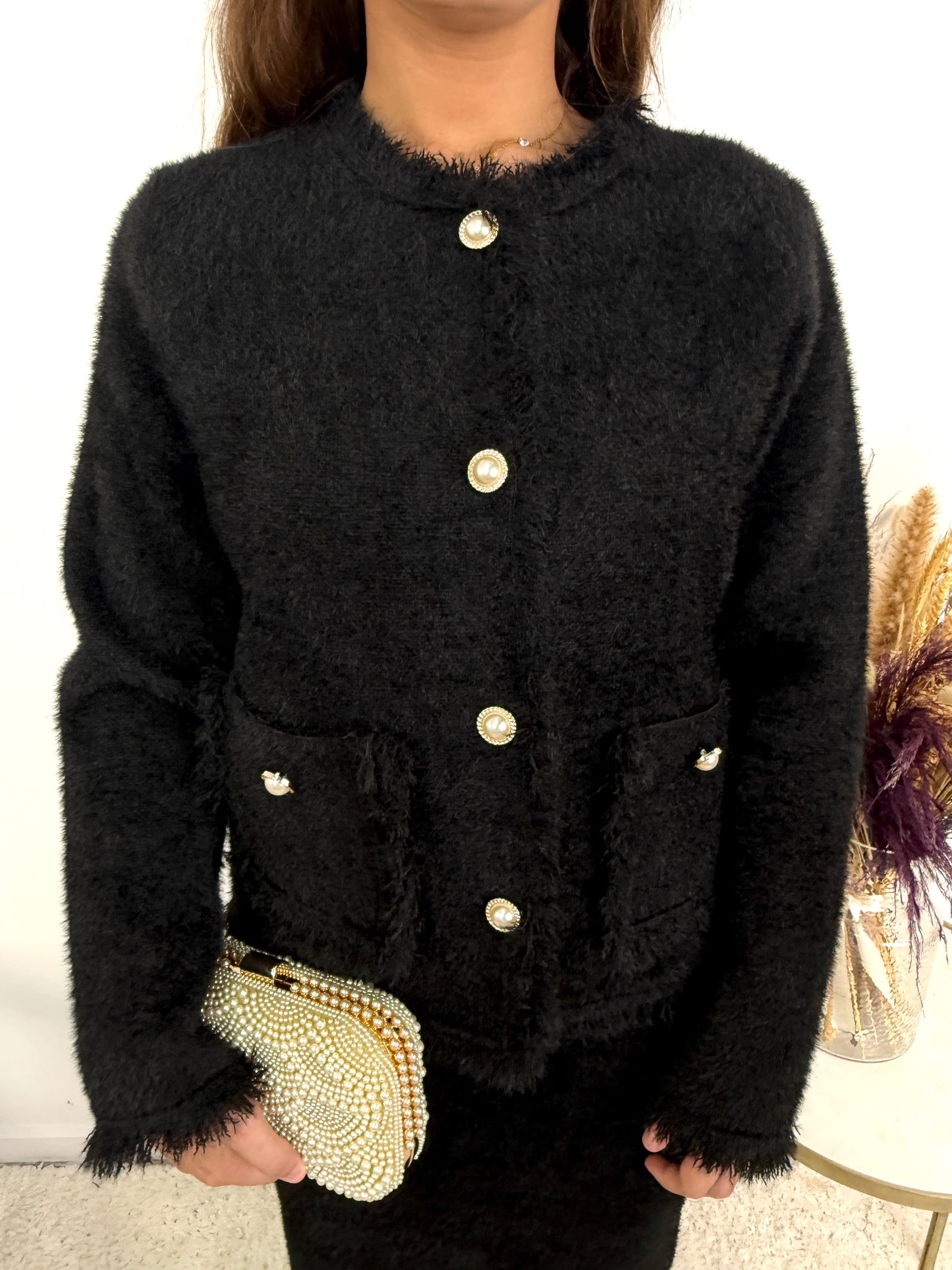 Aya Fur Button Skirt Co Ord