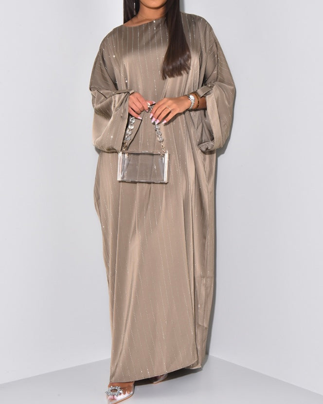 Premium Vertical Rhinestone Abaya Dress