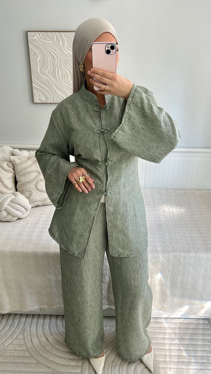 Yoko Linen Effect Co Ord with Adjustable Tie Belt