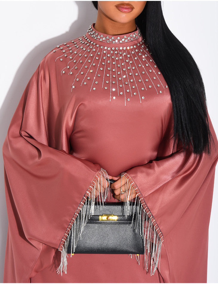 Sareena Premium Embellished Fringe Kaftan with Inner Belt