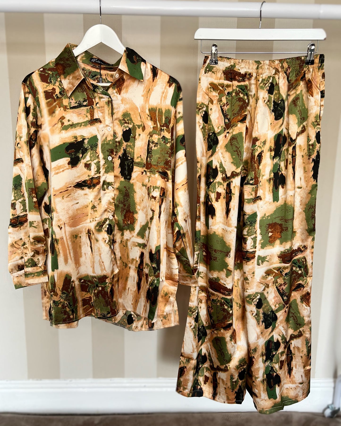 Camouflage Printed Satin Coord