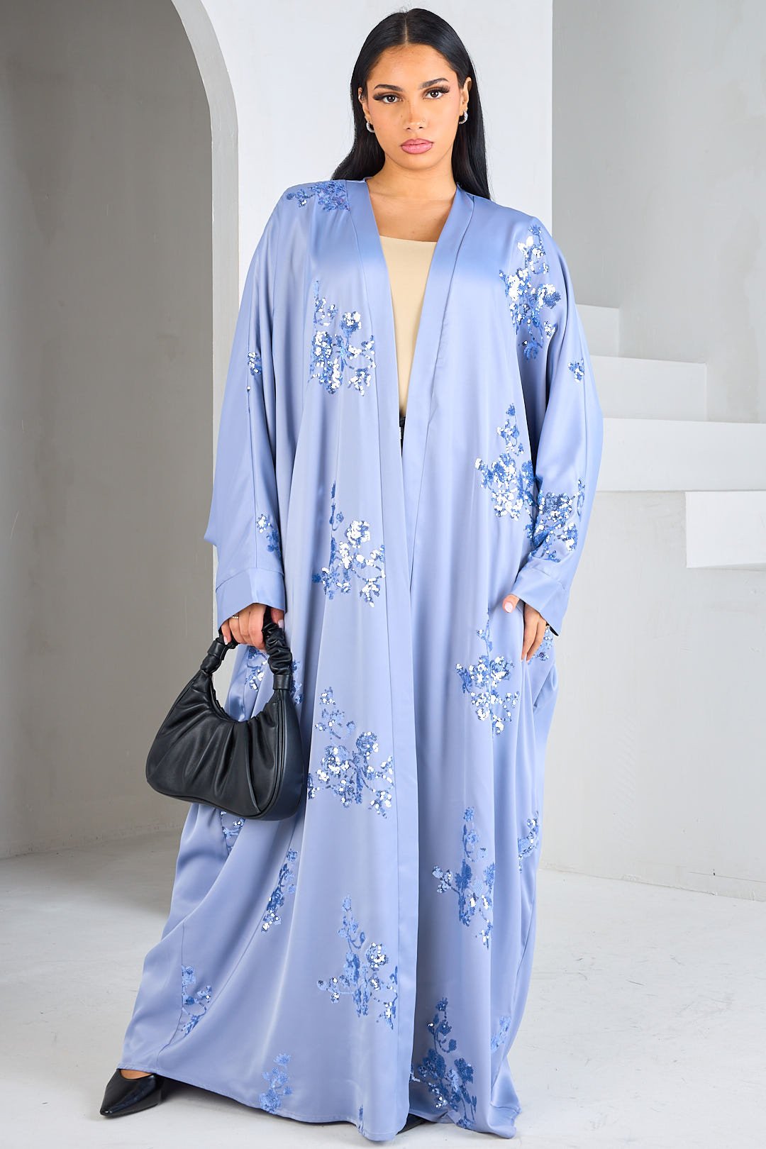 Premium Sequin Satin Open Kimono