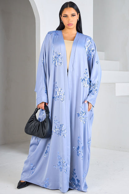 Premium Sequin Satin Open Kimono