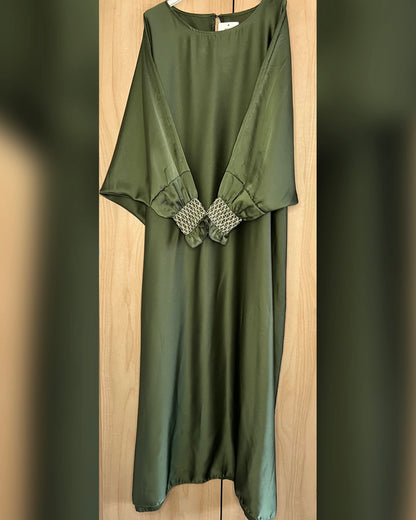 Cuff Detail Satin Batwing Dress