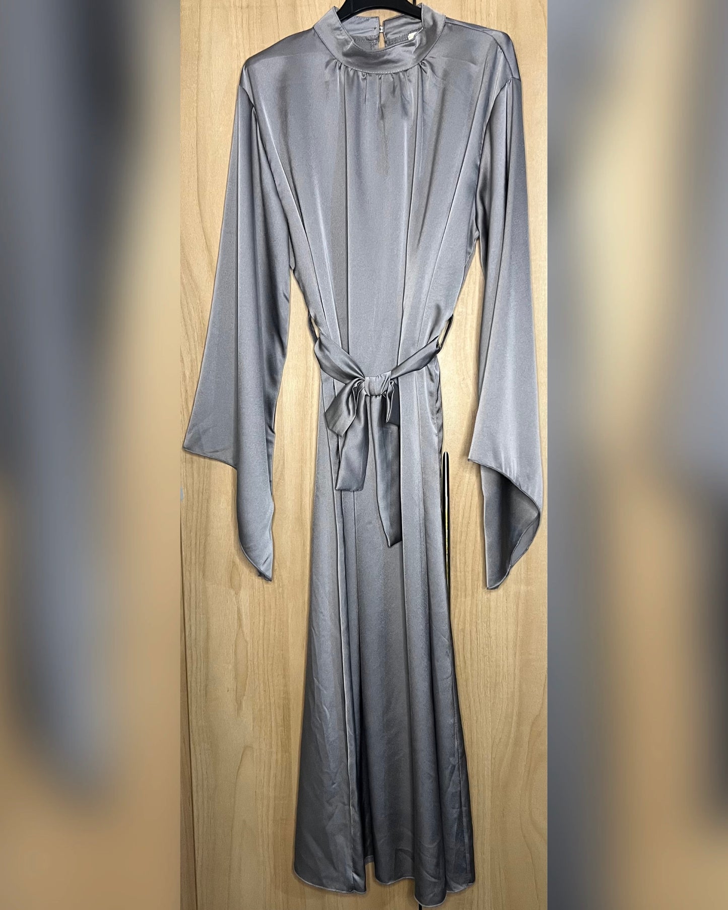 Flared Sleeve Satin Dress