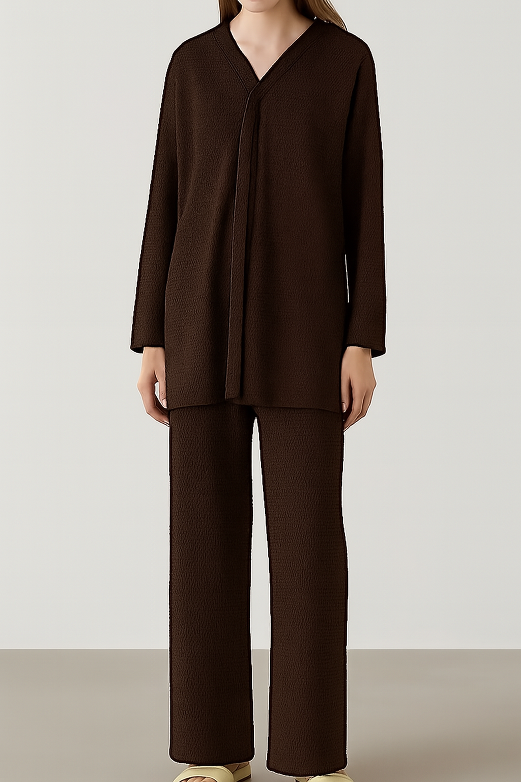 Waffle Textured V Neck Co Ord