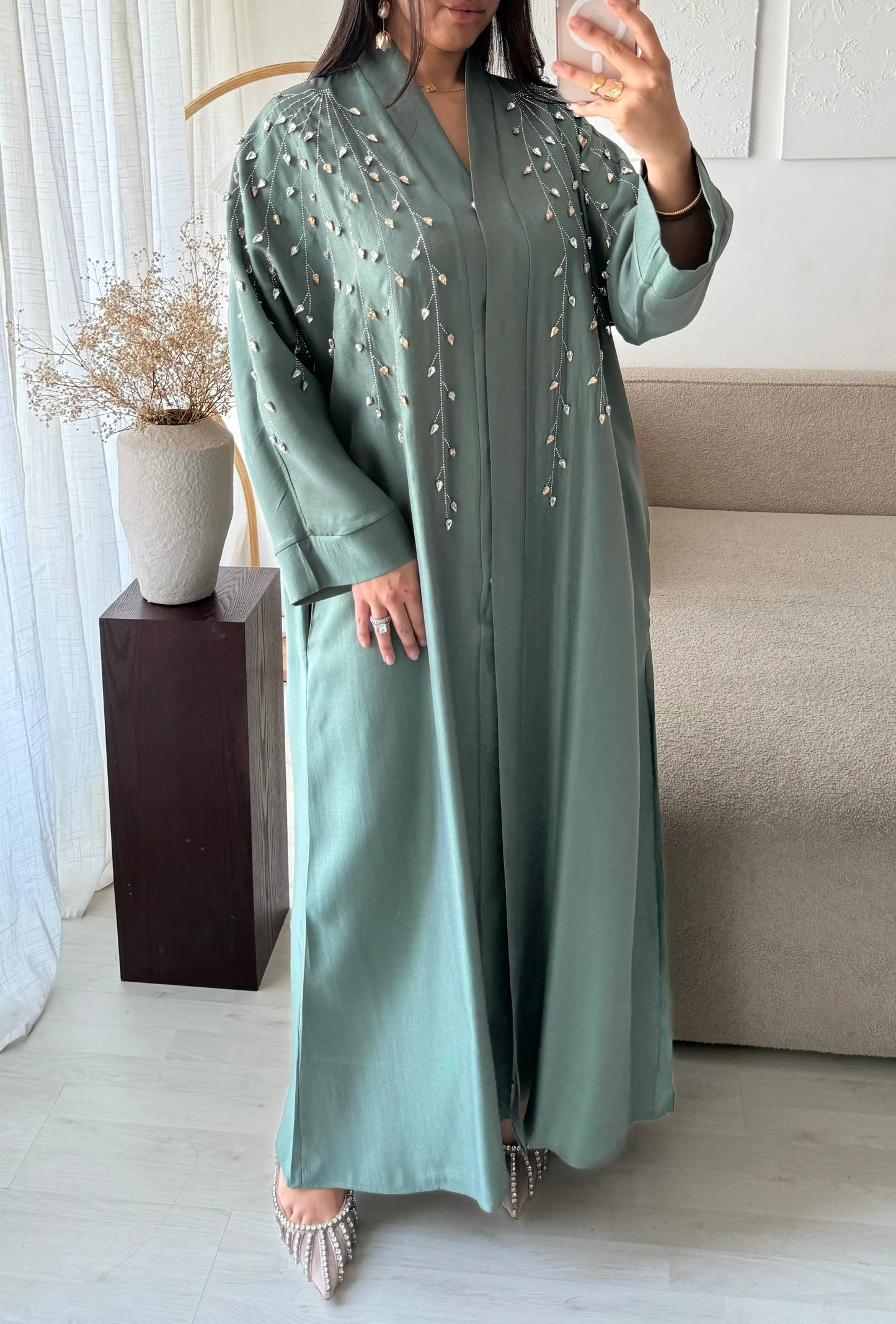 Premium Crystal Tear Drop Abaya