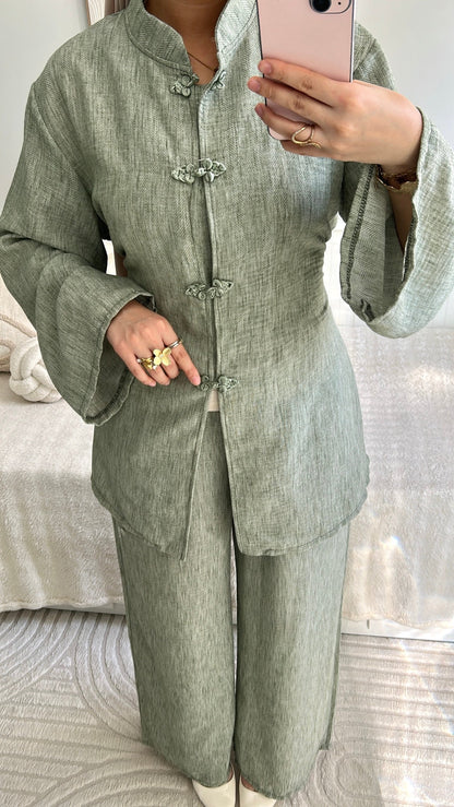 Yoko Linen Effect Co Ord with Adjustable Tie Belt