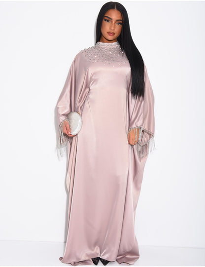 Sareena Premium Embellished Fringe Kaftan with Inner Belt