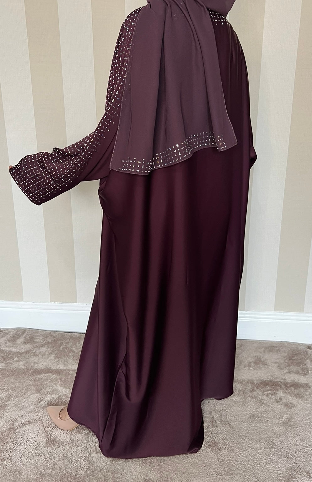 Plum Embellished Tie Kaftan Abaya