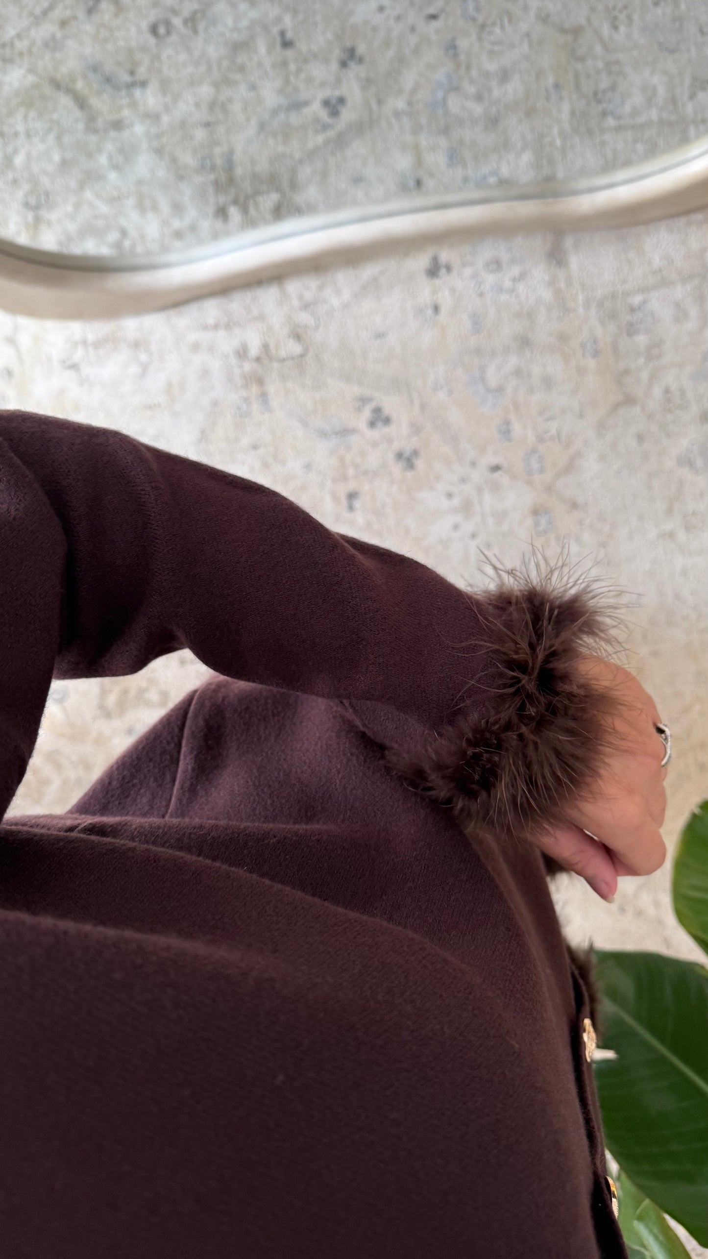 Premium Fur Trim Cardigan Co Ord