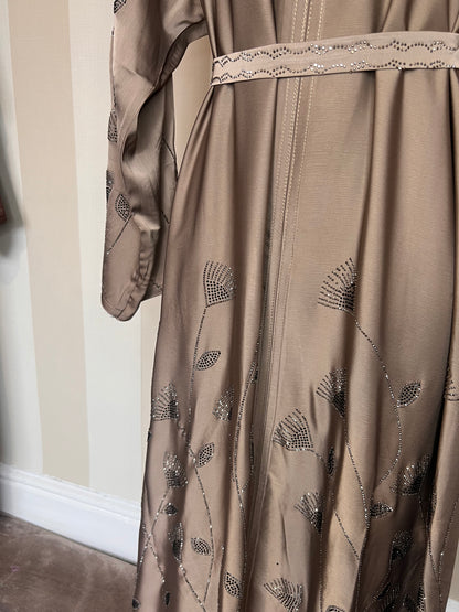 Hajar Floral Leaf Embellishment Abaya Set