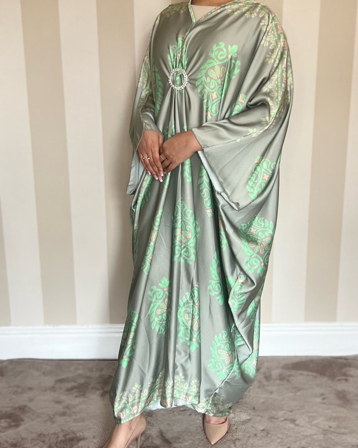 Jewel Print Satin Kaftan