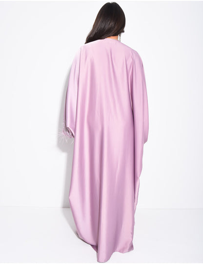 Premium Farah Feather Embellished Tie Belt Kaftan