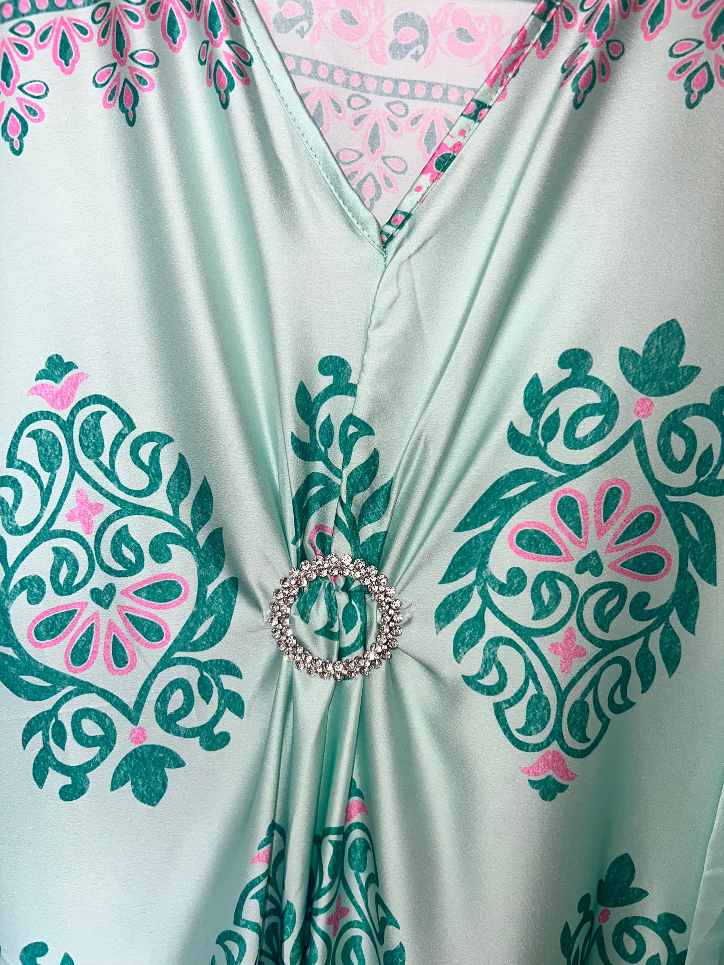 Jewel Print Satin Kaftan