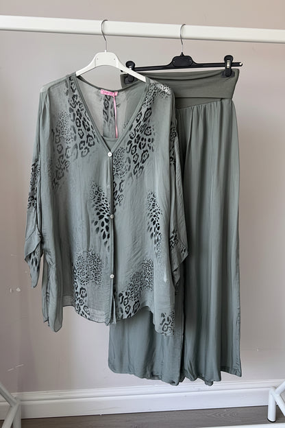 Kiara Leopard Chiffon Silk Co Ord