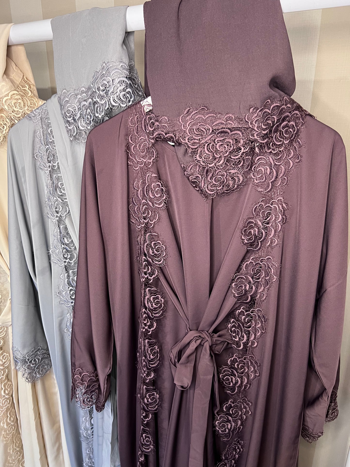 Layla Floral Trim Abaya Set