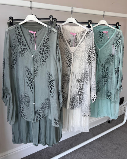 Kiara Leopard Chiffon Silk Co Ord