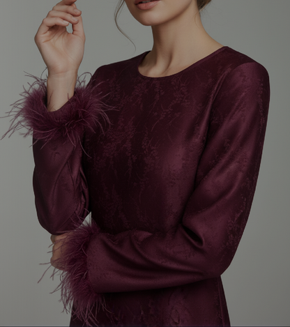 Ameera Feather Sleeve Tie Belt Dress