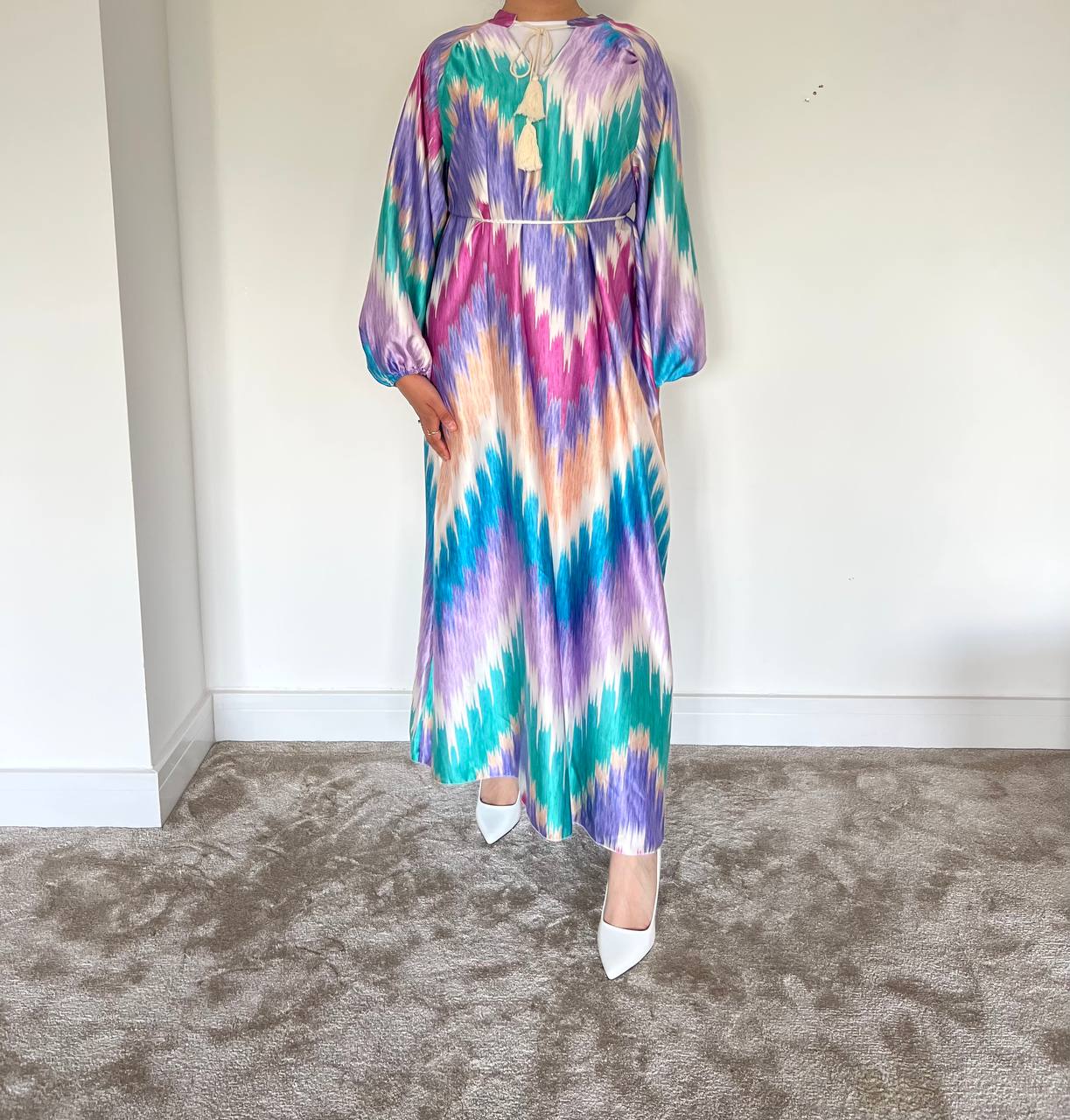 Printed Satin Oversized Maxi Dress