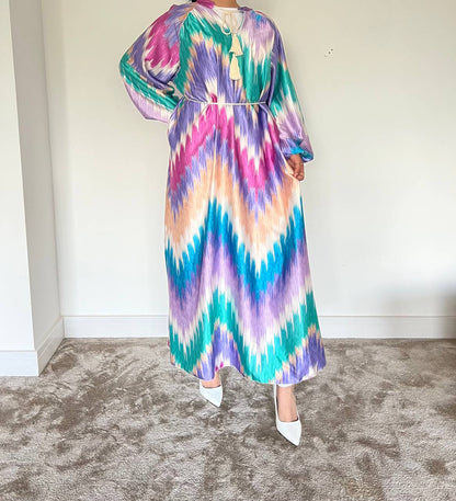 Printed Satin Oversized Maxi Dress