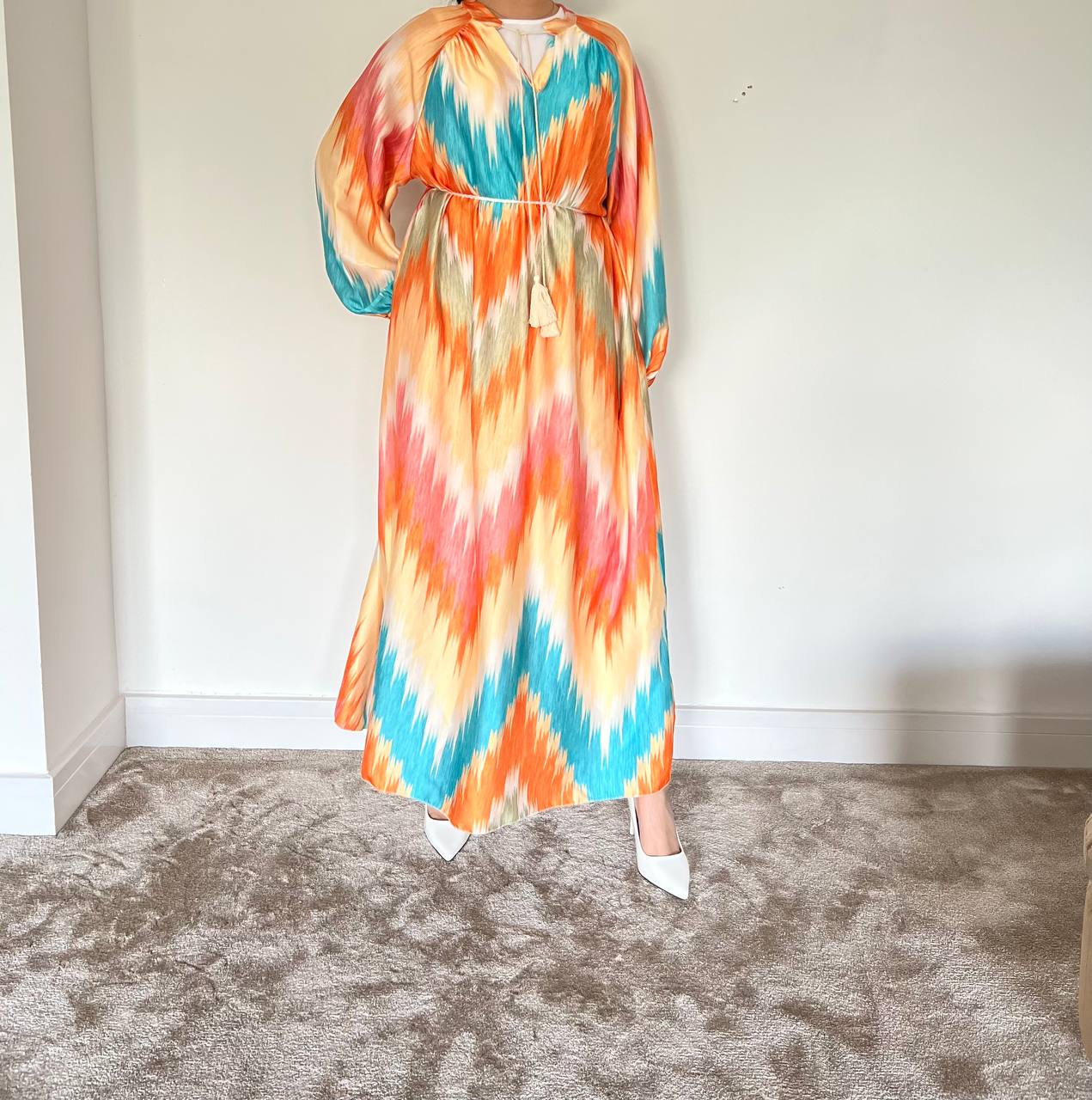 Printed Satin Oversized Maxi Dress