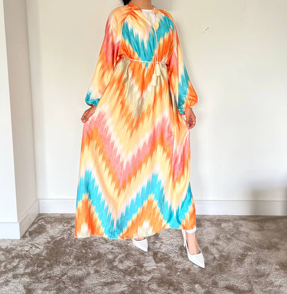 Printed Satin Oversized Maxi Dress