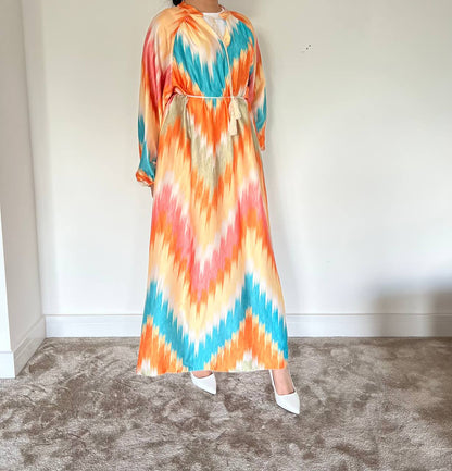 Printed Satin Oversized Maxi Dress