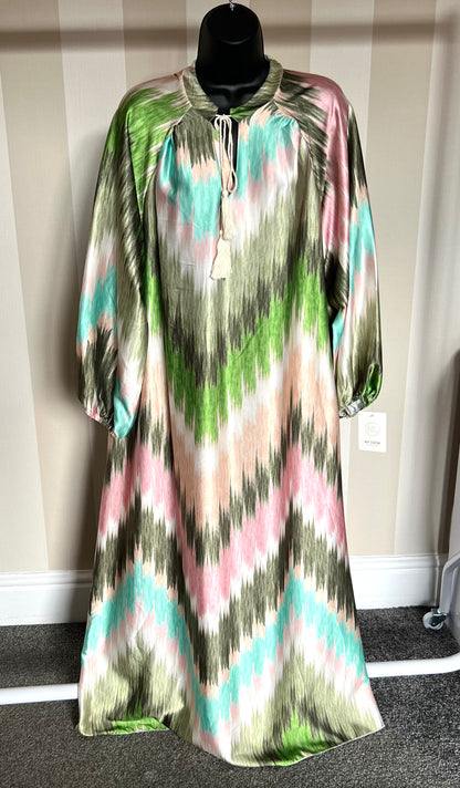 Printed Satin Oversized Maxi Dress